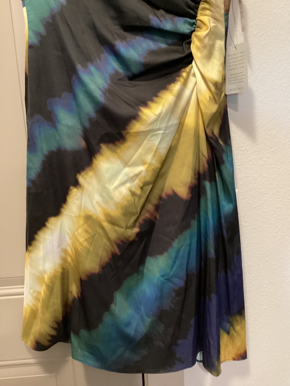Maggy London Ruched Asymmetric Hem Midi Dress, size 12 - Picture 6 of 13